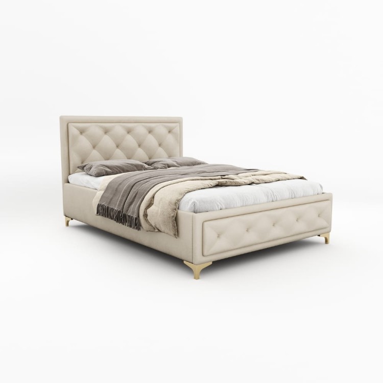 Łóżko tapicerowane Velvet Dream Premium z nóżkami 140/200 z pojemnikiem Beż