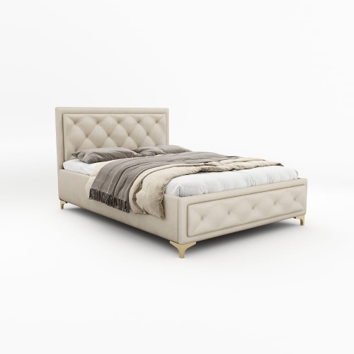 Łóżko tapicerowane Velvet Dream Premium z nóżkami 180/200 z pojemnikiem Beż