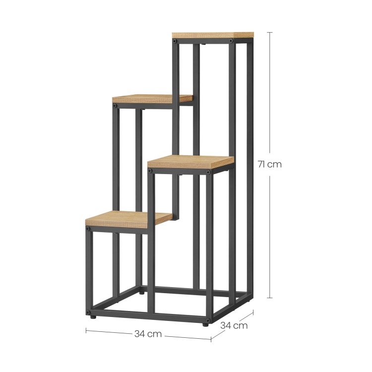 Regal kwietnik loft 4 polki industrialny dab czarny