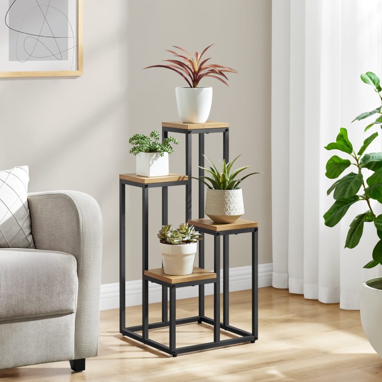 Kwietnik stojacy loft industrialny na kwiaty i ksiazki w salonie