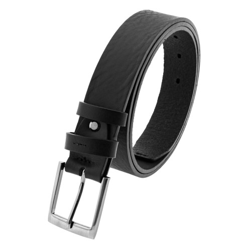 Skórzany pasek męski czarny z przeszyciem na szlufce 114cm