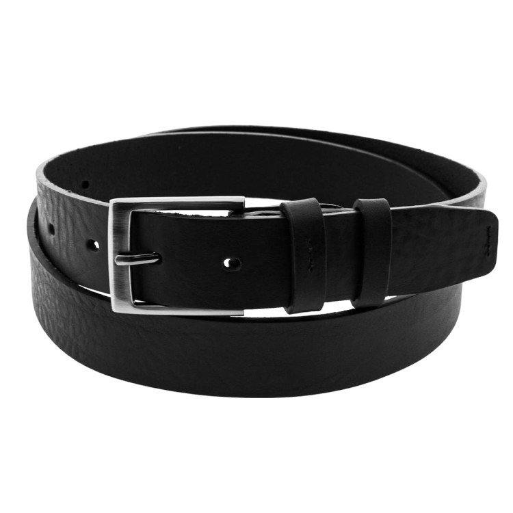 Skórzany pasek męski czarny z przeszyciem na szlufce 114cm