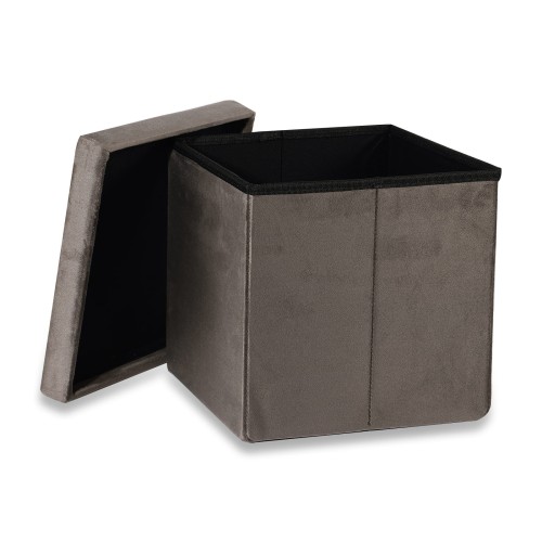 Pufa składana M - 30x30x30cm aksamit brąz