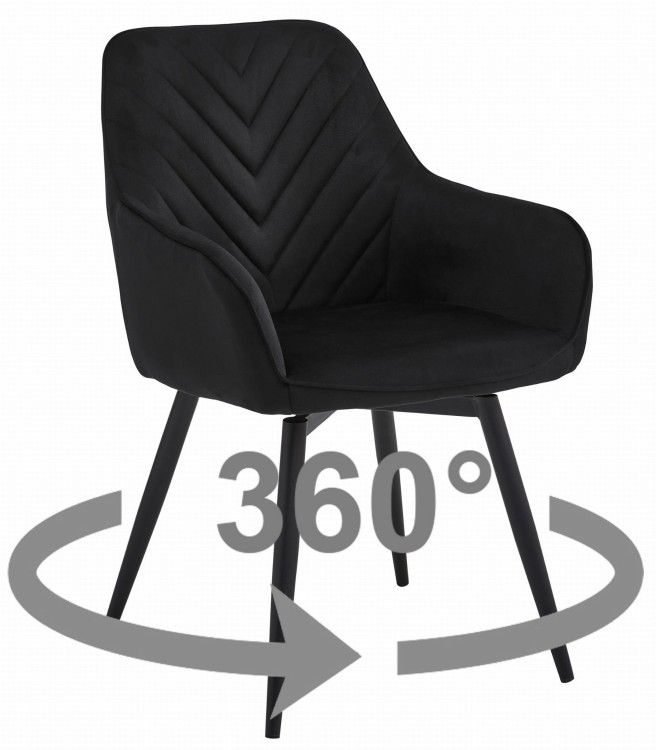 Krzesło NANA360 - czarny aksamit / nogi czarne x 2