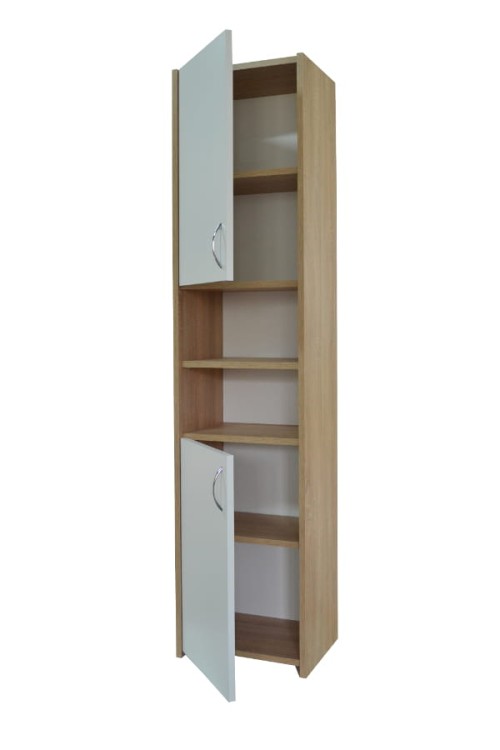 Słupek łazienkowy Adaś 2D Sonoma + Front Biały 40 cm