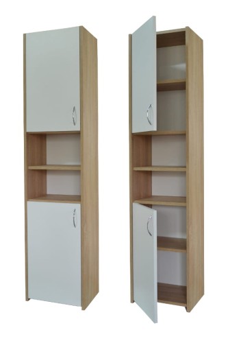 Słupek łazienkowy Adaś 2D Sonoma + Front Biały 30 cm
