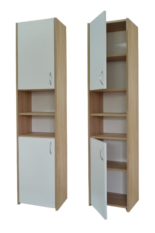 Słupek łazienkowy Adaś 2D Sonoma + Front Biały 30 cm