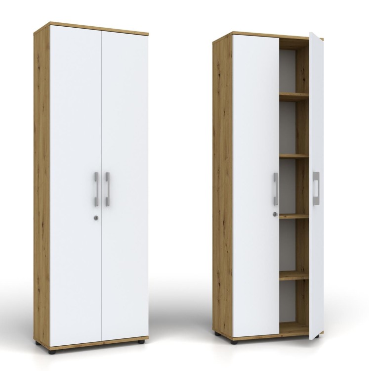 Regał Szafa G 60 2d Dąb ARTISAN / biale drzwi z zamkiem