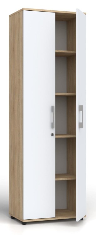Regał Szafa G 60 2d Dąb Sonoma / biale drzwi z zamkiem