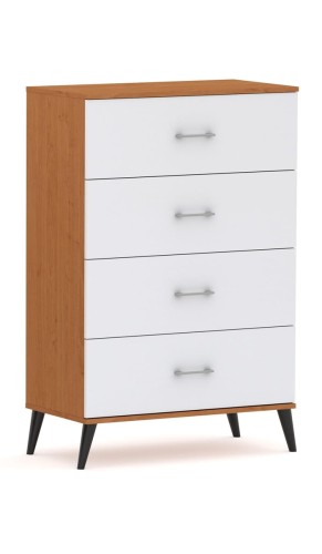 Komoda POLA 4N olcha/biala - 4 szerokości. Pojemna komoda na nóżkach