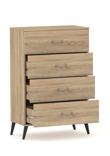 Komoda Verto 4N Dab Sonoma - 4 szerokości. Pojemna komoda na nóżkach