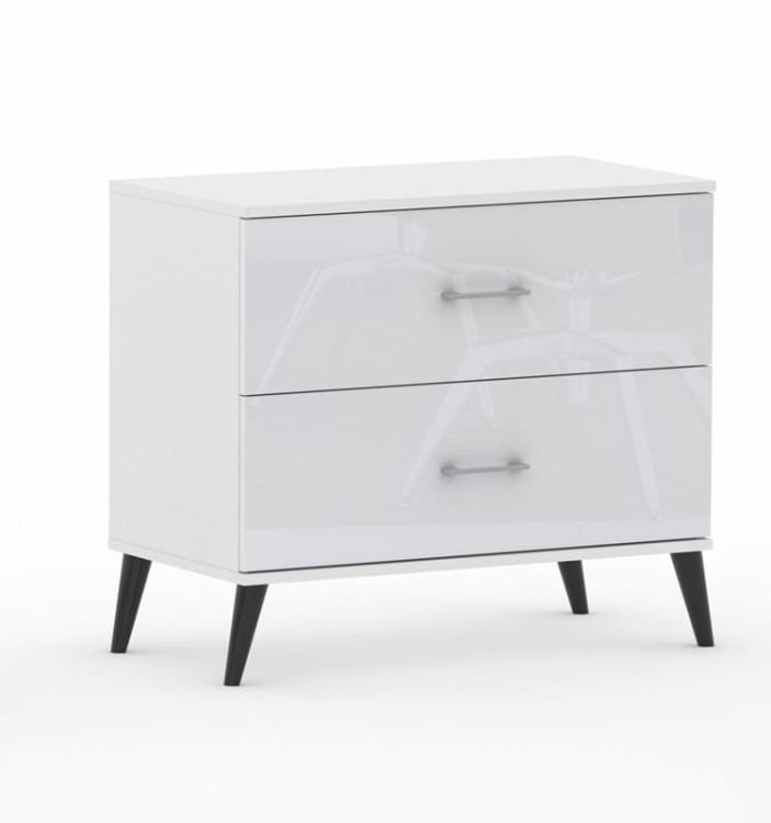 Komoda Biały Połysk Verto 2N – 50-80 cm | Nowoczesna na Nóżkach