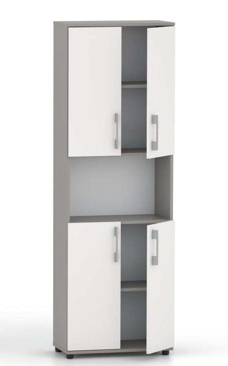 Regał biurowy na ksiażki i segragatory G 60 4D Szara z frontami w połysku
