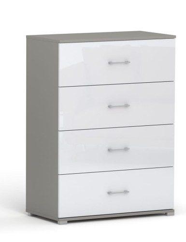 Komoda Verto 4s Szara Połysk - 4 szerokości do wyboru. pojemna komoda z pełnym wysuwem.