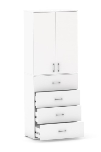 Szafa na ubrania z drążkiem Pola 215 - 4 szuflady 60 / 70 / 80 cm BIALA