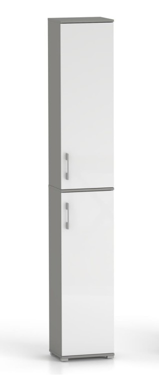 Szafa biurowa Verto 215 - 2D 40 cm Szary Artktyczny z białymi frontami
