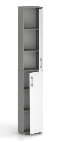 Szafa biurowa Verto 215 - 2D 40 cm Szary Artktyczny z białymi frontami