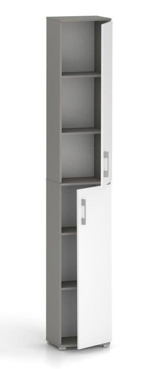Szafa biurowa Pola 215 - 2D 30 cm Szary Arktyczny z białymi frontami