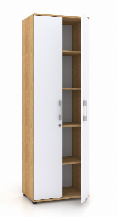 Szafa biurowa G 60 2d HIKORA Naturalna 60 cm biała/połysk zamek