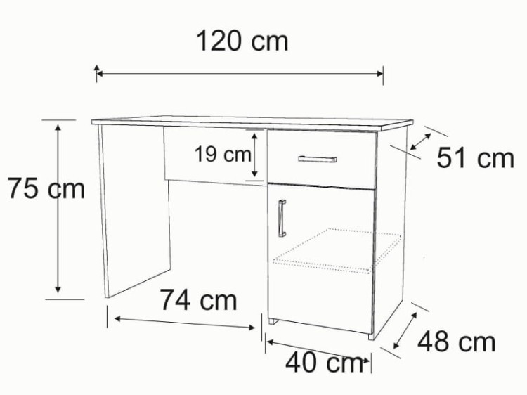 Biurko FRANEK 120 cm z szuflada Hikora Naturalna