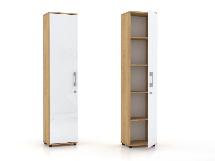 Szafa biurowa Regał G 40 1D Hikora Naturalna  z zamkiem mat/połysk