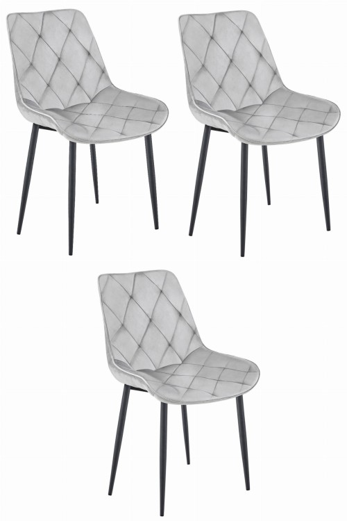 Krzesło TOR - aksamit srebrno-szary / nogi czarne x 3