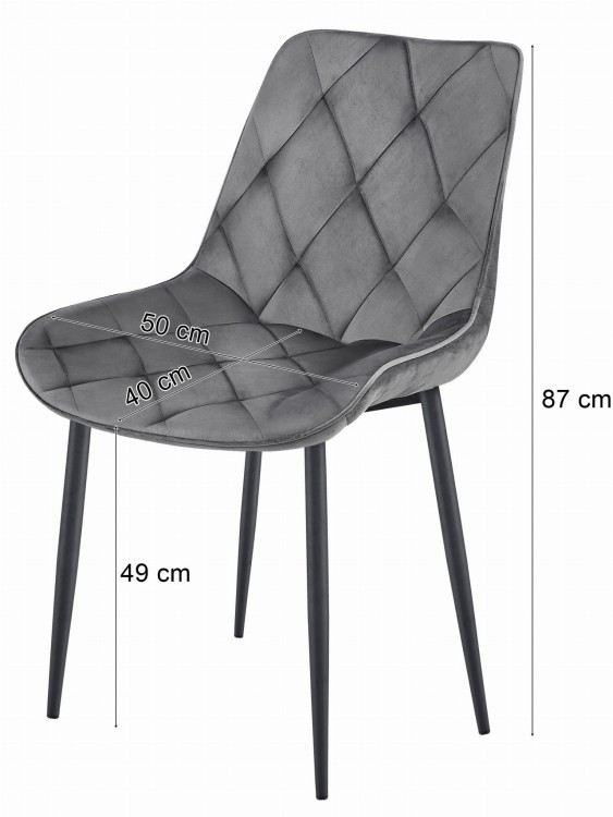 Krzesło TOR - aksamit srebrno-szary / nogi czarne x 3