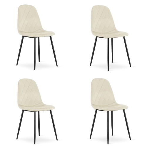 Zestaw 4 krzeseł LUNARE – beżowy aksamit