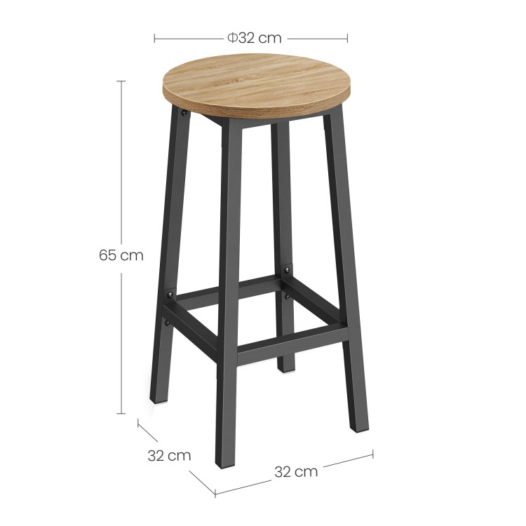 Taboret barowy - dąb sonoma / nogi czarne