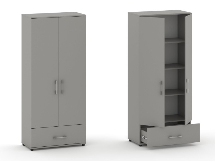 Szafa biurowa NeoOffice G80 - 2 drzwiowa Szara