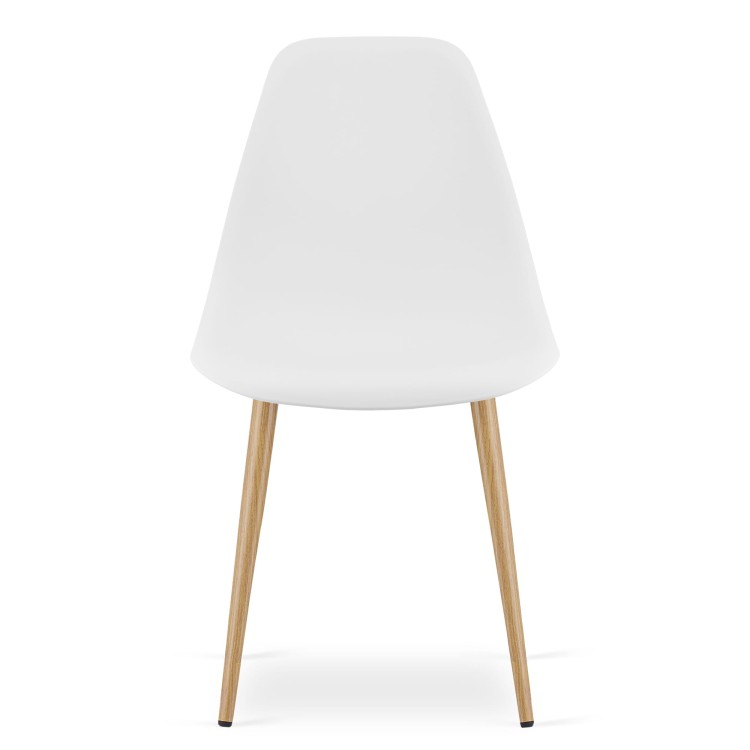 Zestaw Stół KAMI Okrągły 80cm - biały / naturalne nogi + 4 krzesła Livio białe / nogi naturalne