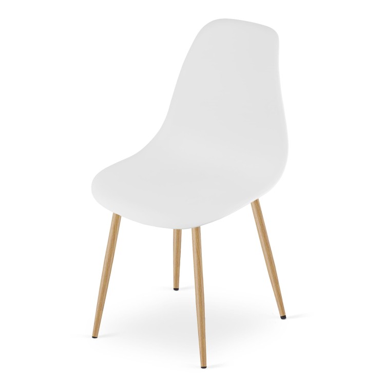 Zestaw Stół TESSA 120cm x 60cm - dąb / białe nogi + 4 krzesła Livio białe / nogi naturalne