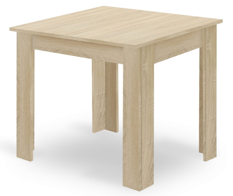 Zestaw Stół NP 80x80 Dąb Sonoma + 4 krzesła Livio białe / nogi naturalne