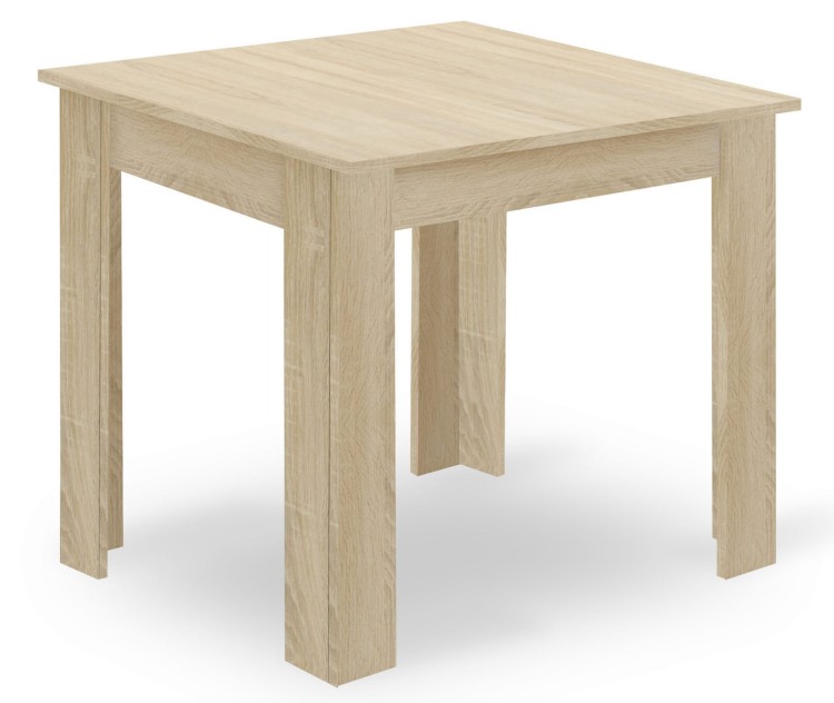 Zestaw Stół NP 80x80 Dąb Sonoma + 4 krzesła Livio białe / nogi naturalne