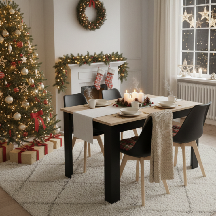 Zestaw stół prostokątny 120x80 craft + 4 krzesła MARK czarne