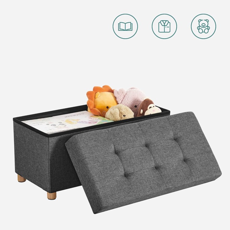 Pufa QUICK-BOX  ze Schowkiem Ciemnoszara