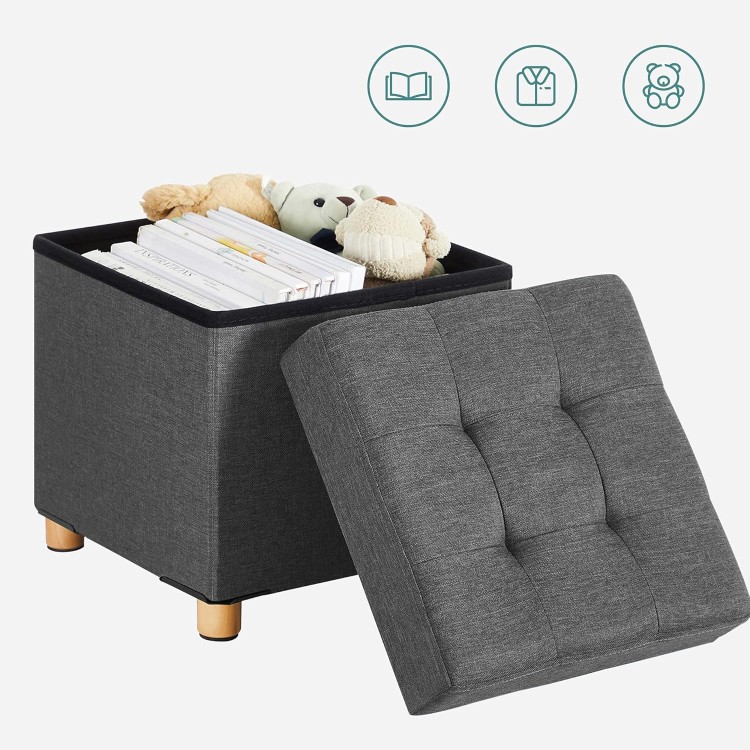Pufa QUICK-BOX Mini ze Schowkiem Ciemnoszara