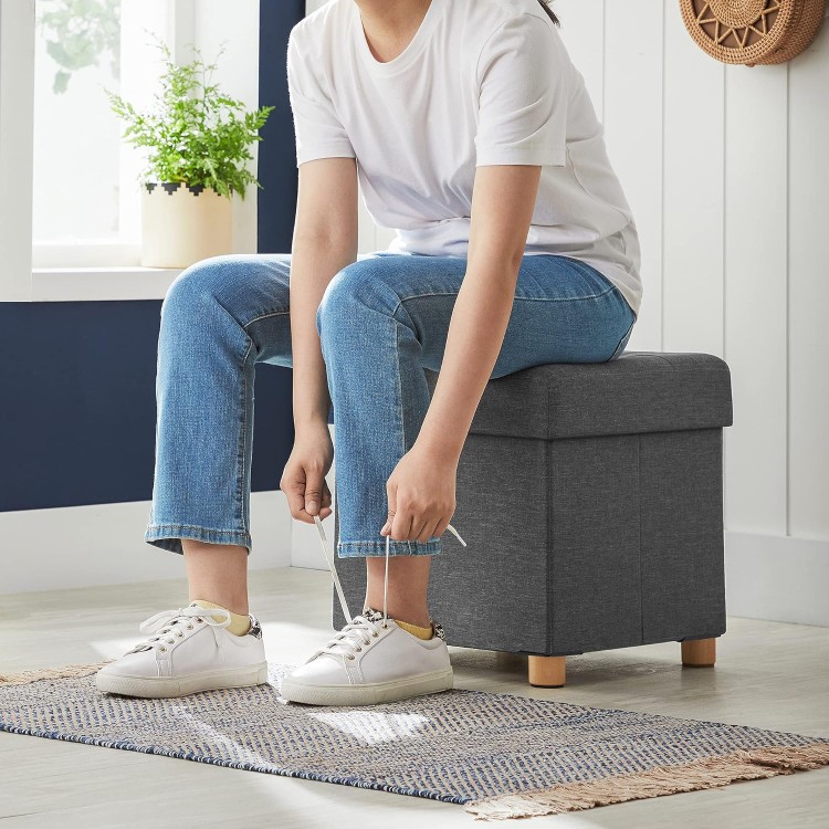 Pufa QUICK-BOX Mini ze Schowkiem Ciemnoszara
