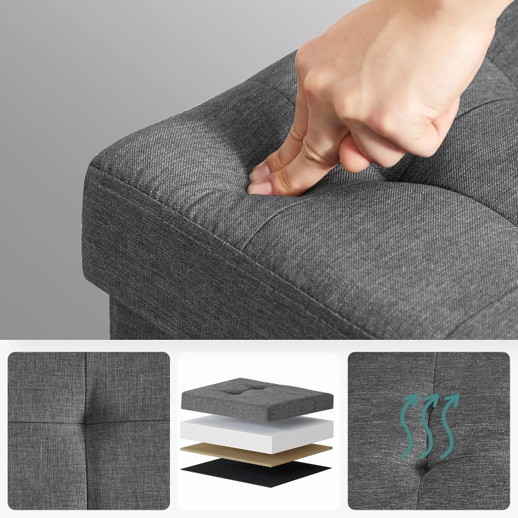 Pufa QUICK-BOX Mini ze Schowkiem Ciemnoszara