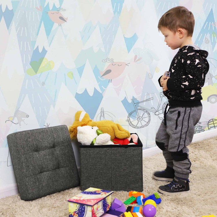 Pufa QUICK-BOX Mini ze Schowkiem Ciemnoszara