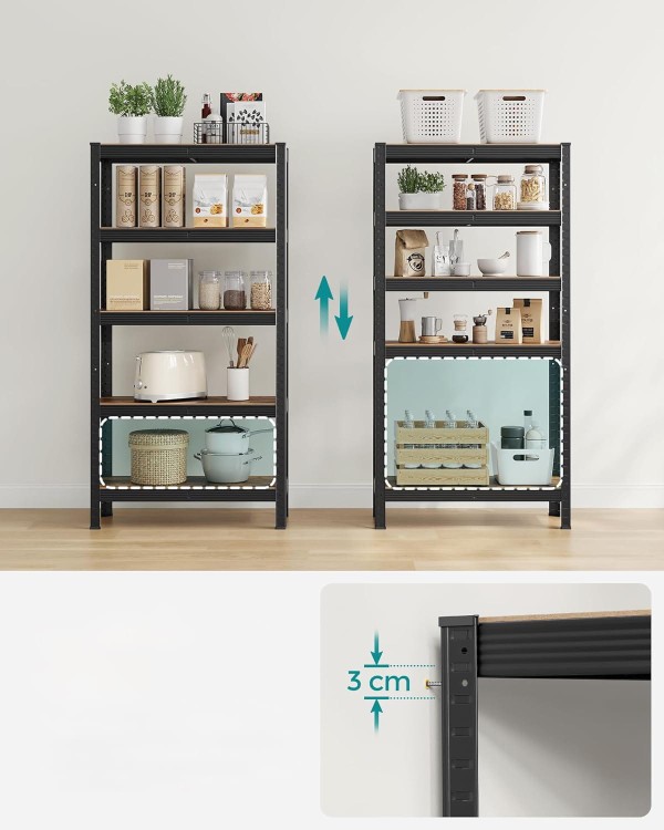 Regał Industrialny 5 Półek Rustykalny Brąz – Duży Regał na Książki Loft do Salonu/Biura