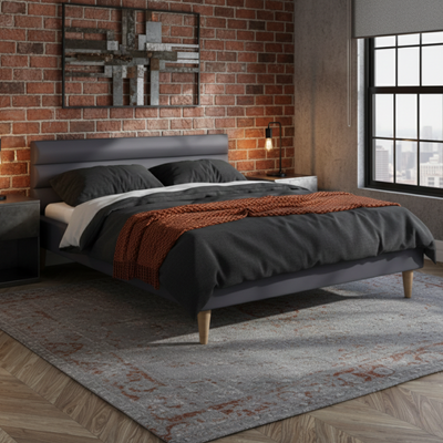 Łóżko tapicerowane 140x 200 Velaro Ciemnoszare