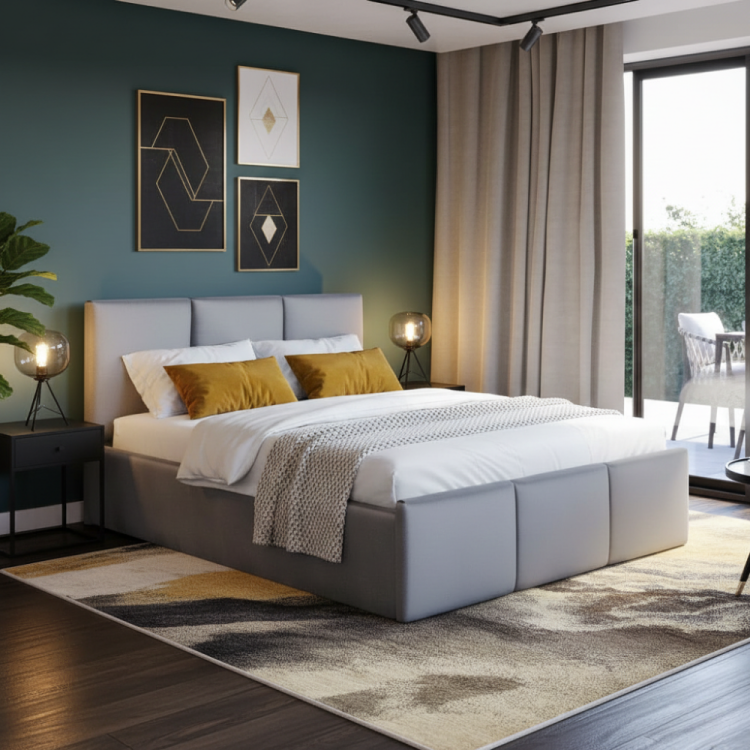 Łóżko Tapicerowane z Pojemnikiem 180x200 Soft Dream – Szare Welur