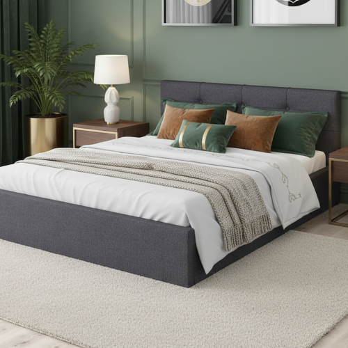Łóżko tapicerowane z pojemnikiem na pościel 120x200 Nivo Ciemnoszare