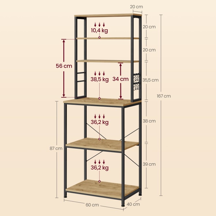 Regał Kuchenny Organizer LOFT 167 cm – Dąb Artisan – Wielopoziomowa Wyspa