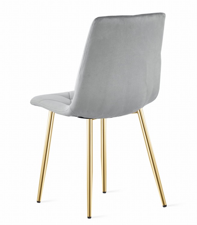 Krzesło LIBRA - aksamit szary jasny / nogi złote zestaw 3 sztuk