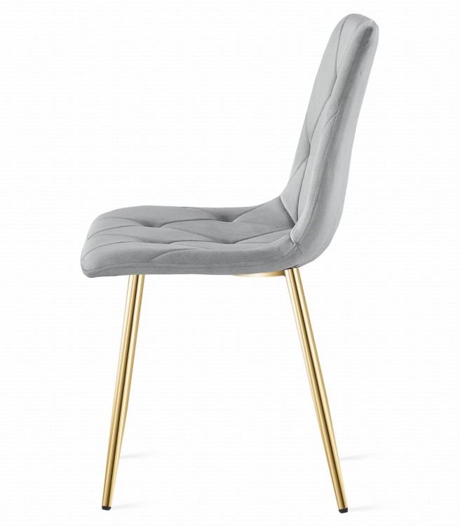 Krzesło LIBRA - aksamit szary jasny / nogi złote zestaw 3 sztuk