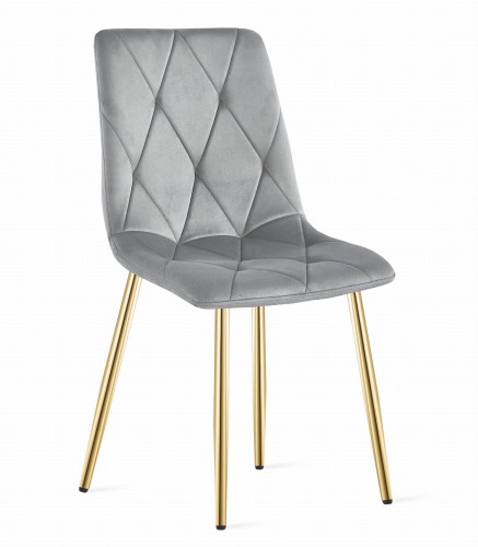 Krzesło LIBRA - aksamit szary jasny / nogi złote zestaw 4 sdztuk