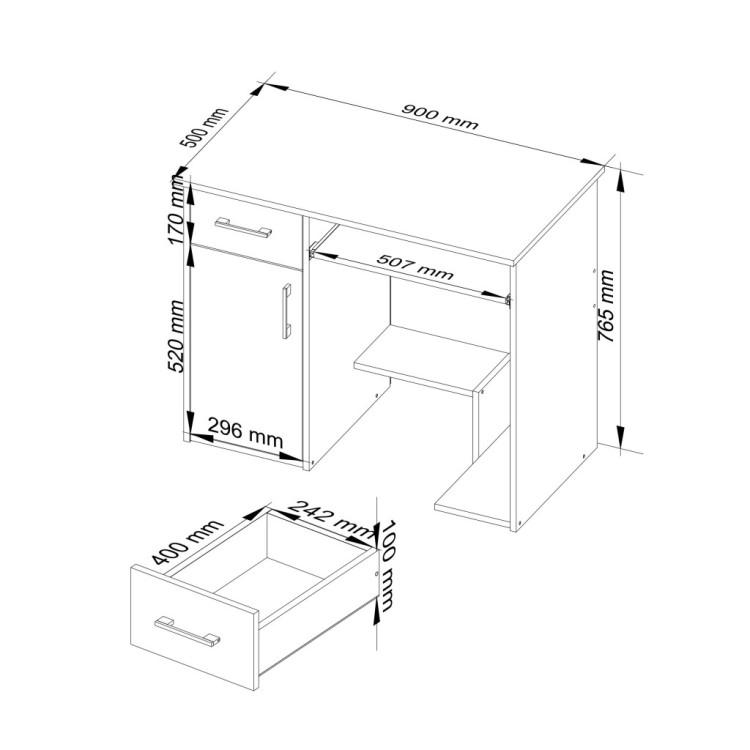Biurko Modern Desk Dual BIAŁE / CZARNY POŁYSK