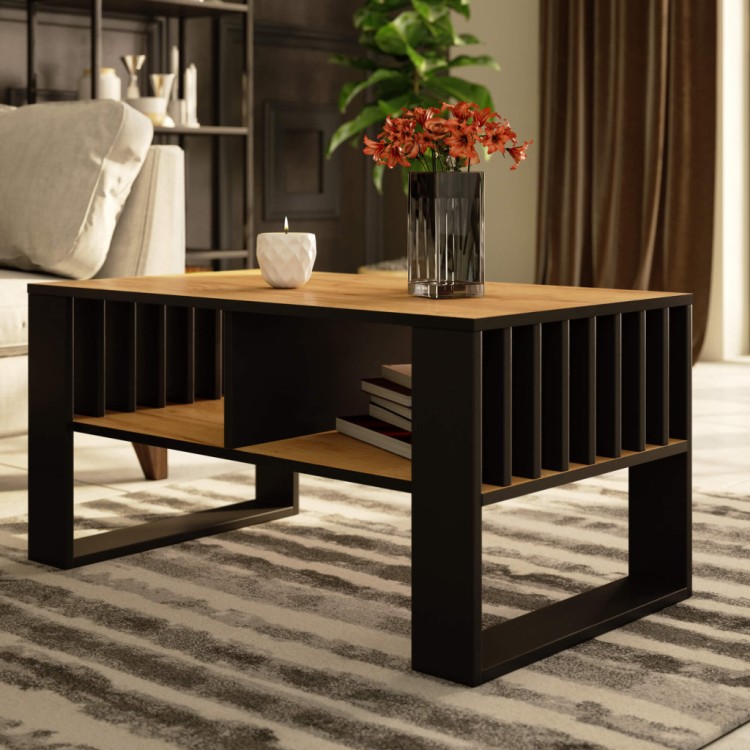 Stolik Kawowy Loft Line Dąb Craft / Czarny